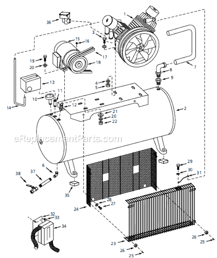 Page A Diagram and Parts List for CI103129HPMS 1997 Campbell Hausfeld Compressor